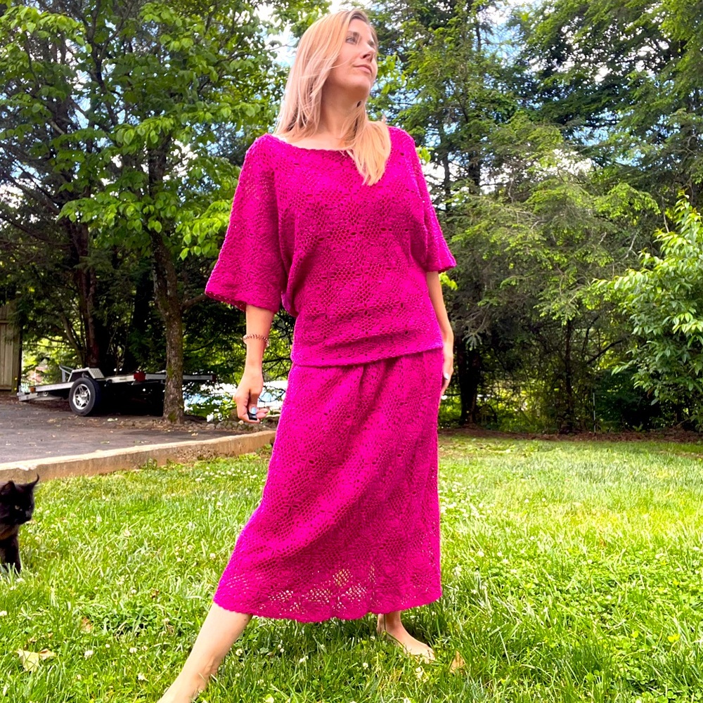 Vintage GEM crochet Skirt & Top